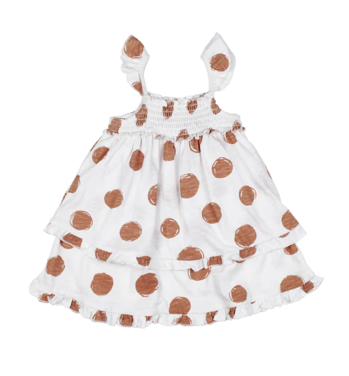 Adobe Dot Slub Jersey Smocked Dress