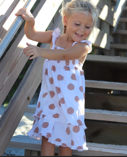 Adobe Dot Slub Jersey Smocked Dress