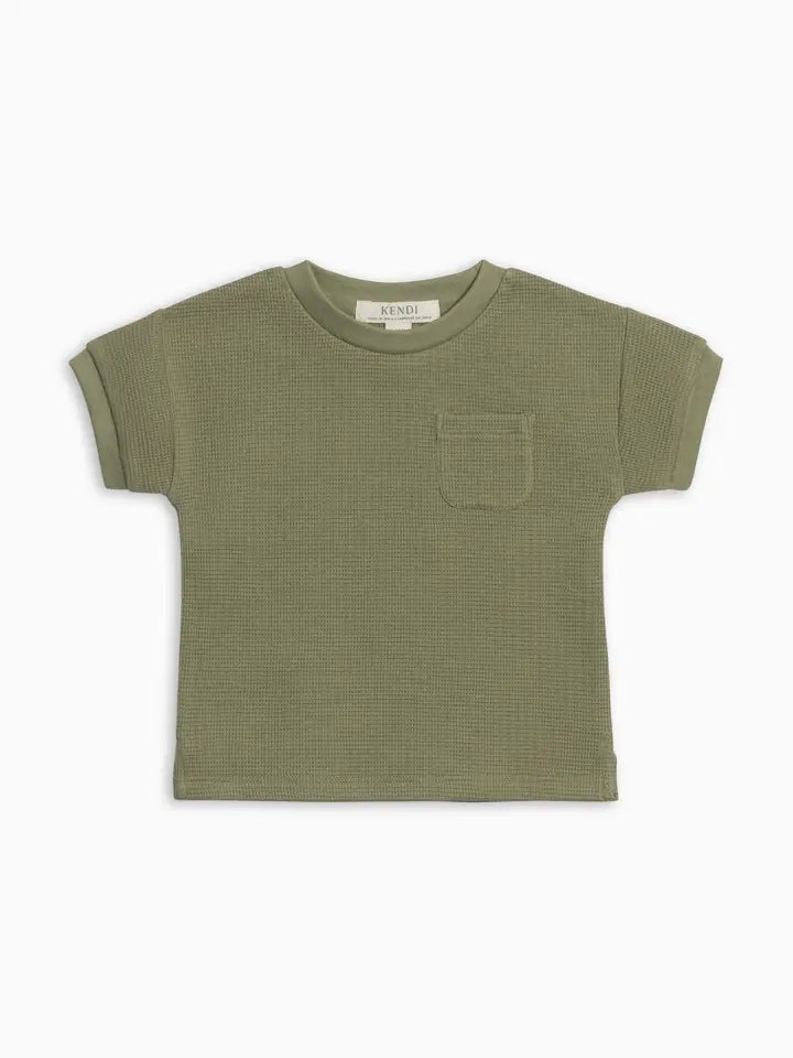 Waffle Tee & Short Set in Fern