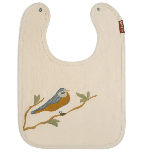 Bird Applique Organic Linen Bib