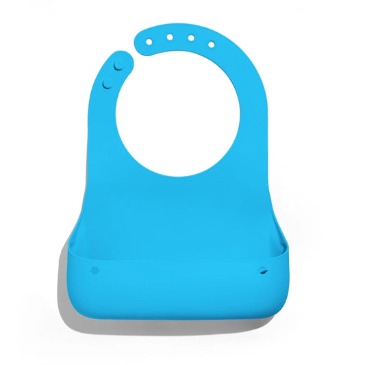 Blue Roll & Go Silicone Bib + Spoon Set