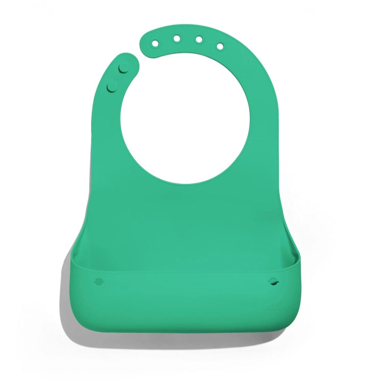 Green Roll & Go Silicone Bib + Spoon Set