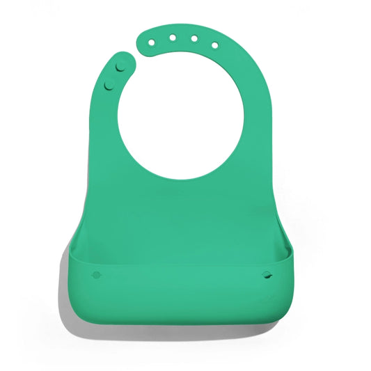 Green Roll & Go Silicone Bib + Spoon Set