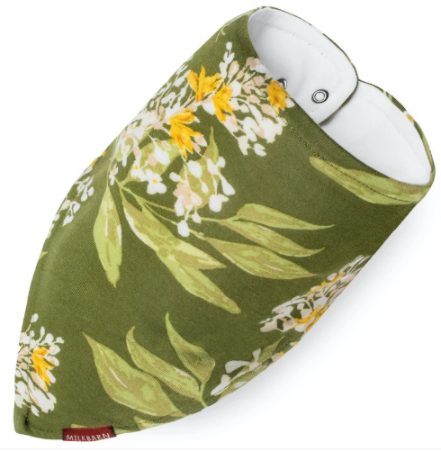 Green Floral Bamboo Three- Layer Kerchief Bib (Copy)