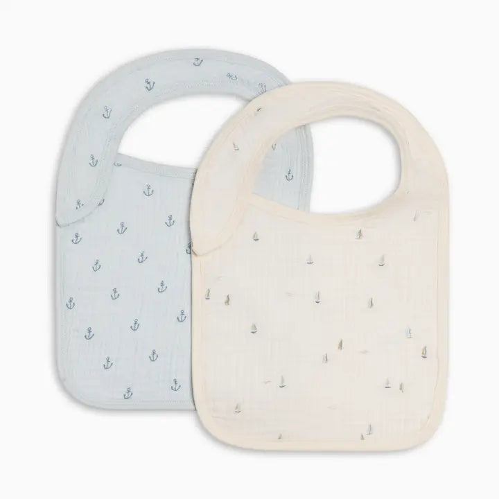 Muslin Bibs 2 Pack in Marina + Anchor