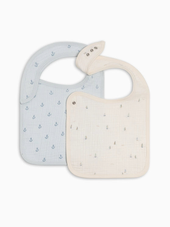 Muslin Bibs 2 Pack in Marina + Anchor
