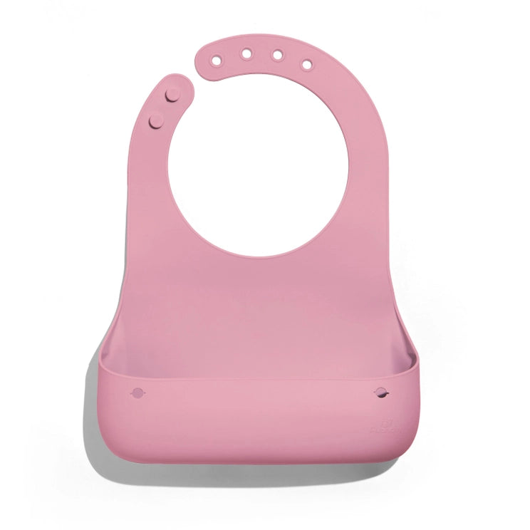 Pink Roll & Go Silicone Bib + Spoon Set