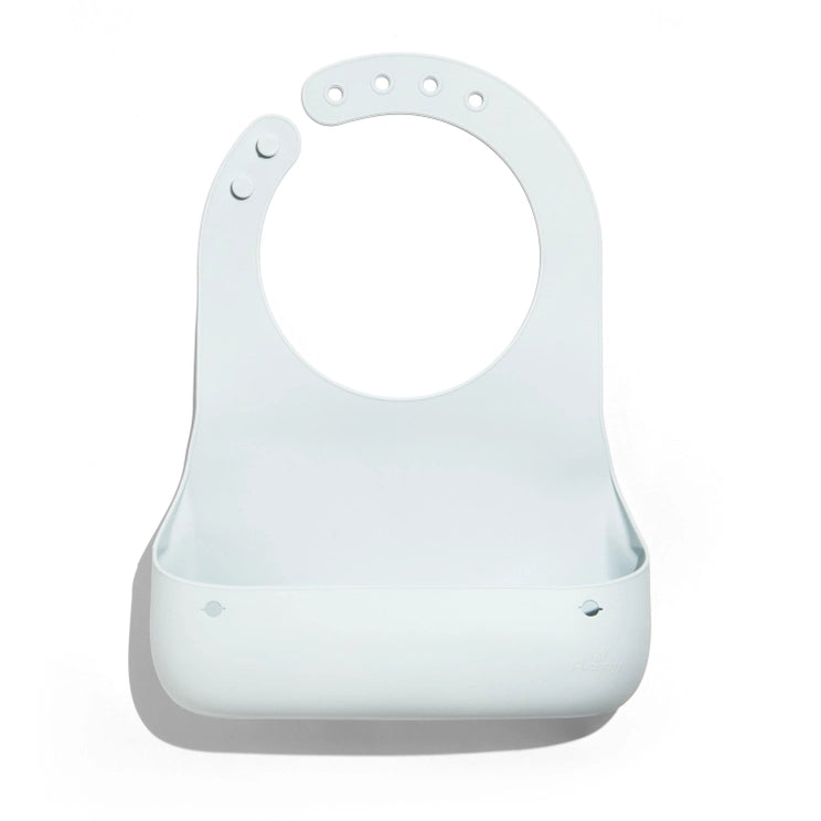 White Roll & Go Silicone Bib + Spoon Set