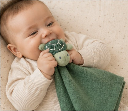 Turtle Organic Baby Lovey Security Blankie