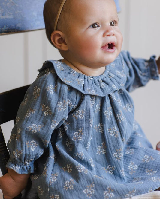 Blue Floral Long Sleeve Isla Dress