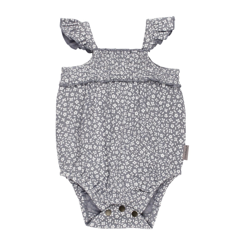 Blueberry Floral Organic Muslin Sleeveless Bodysuit