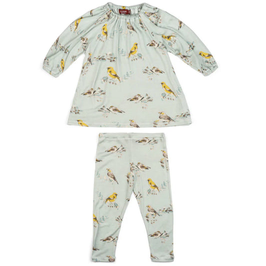 Blue Bird Bamboo Dress & Legging Set