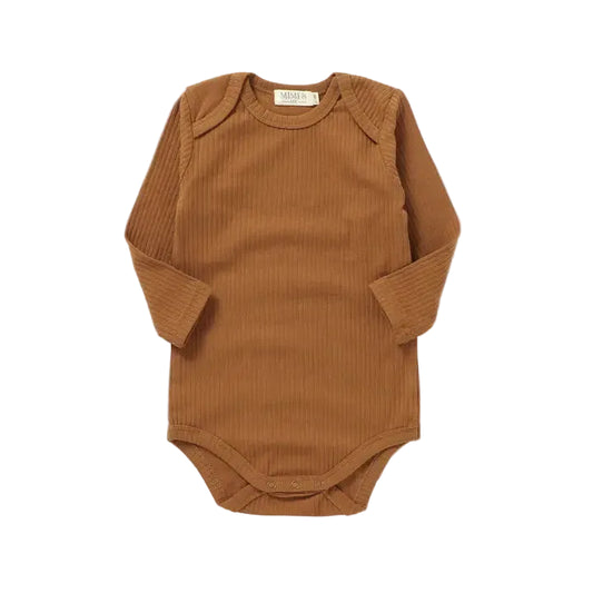 Burnt Umber Long Sleeve Organic Bodysuit