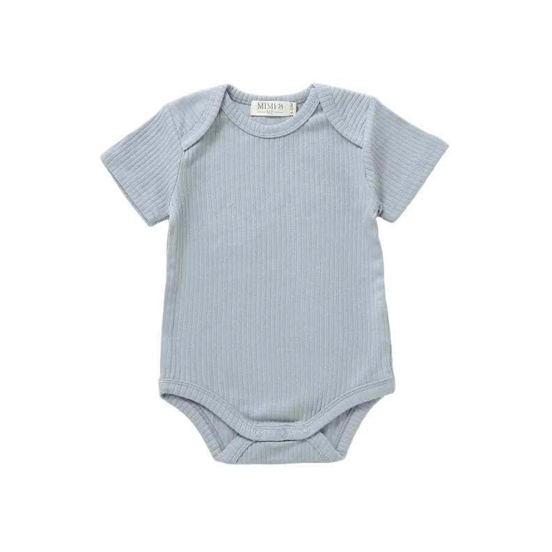 Dusty Blue Short Long Sleeve Organic Bodysuit