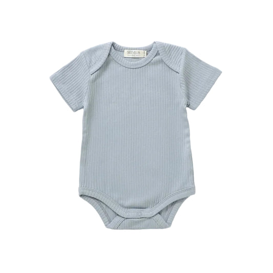 Dusty Blue Short Long Sleeve Organic Bodysuit