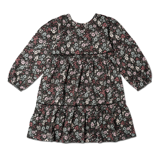 Bohemian Floral Organic Long Sleeve Tiered Dress