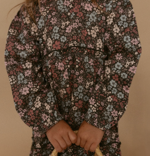 Bohemian Floral Organic Long Sleeve Tiered Dress
