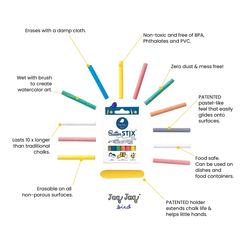 Butter Stix - Dustless Chalk Colors with holder