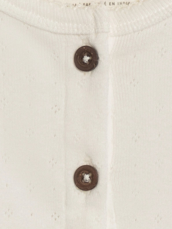 Pointelle Button Down Cardigan in Ivory