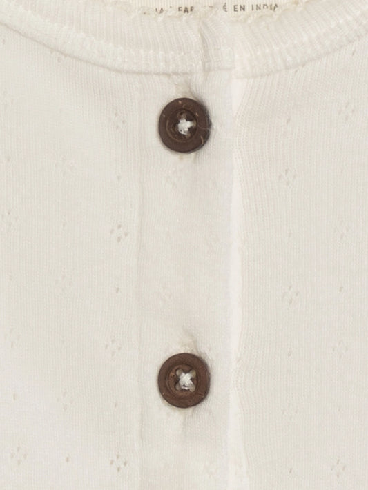 Pointelle Button Down Cardigan in Ivory