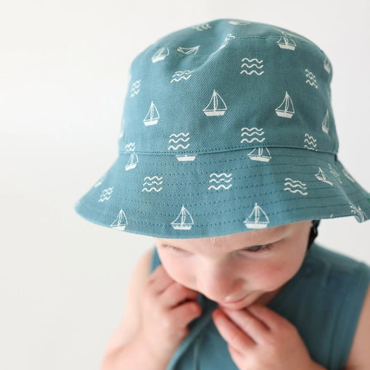 Sailboats Reversible Organic Cotton Bucket Hat