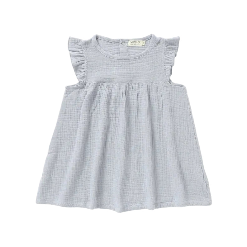 Organic Muslin Sleeveless Dress in Cloud