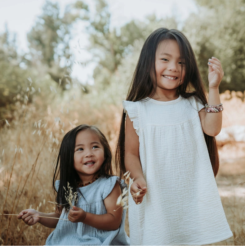 Organic Muslin Sleeveless Dress in White