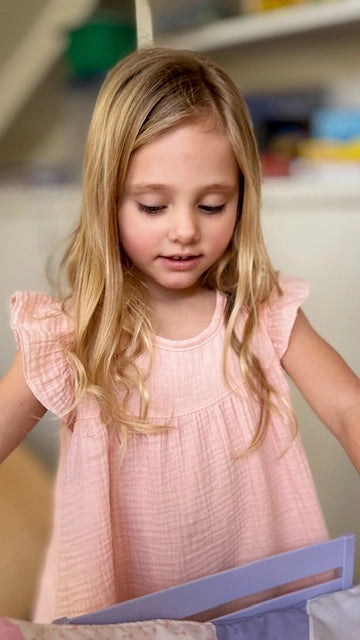 Organic Muslin Sleeveless Dress in Sherbert