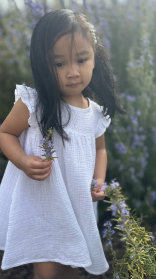 Organic Muslin Sleeveless Dress in White