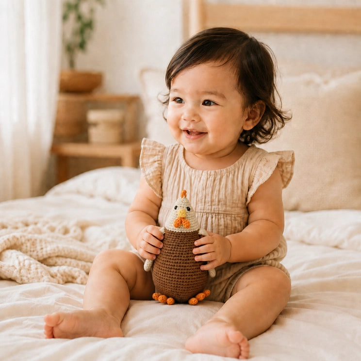 Organic Cotton Hen Rattle