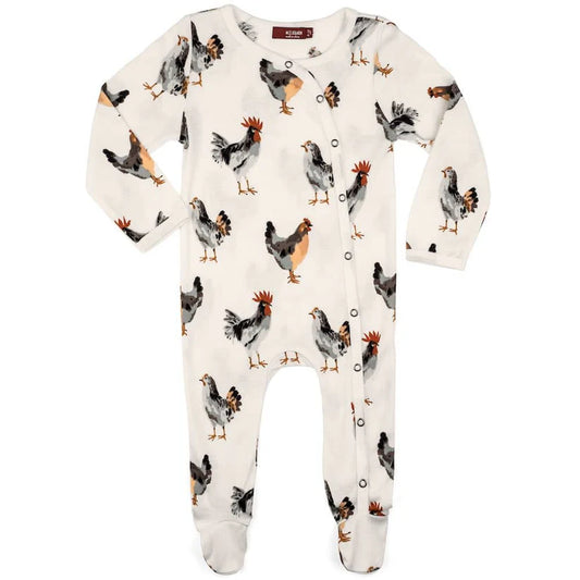 Chicken Organic Cotton Snap Footed Romper