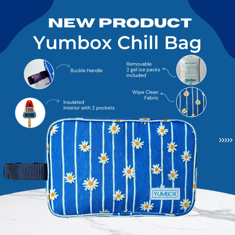Yumbox Chill Bag + Ice Packs Daisy Stripes Blue