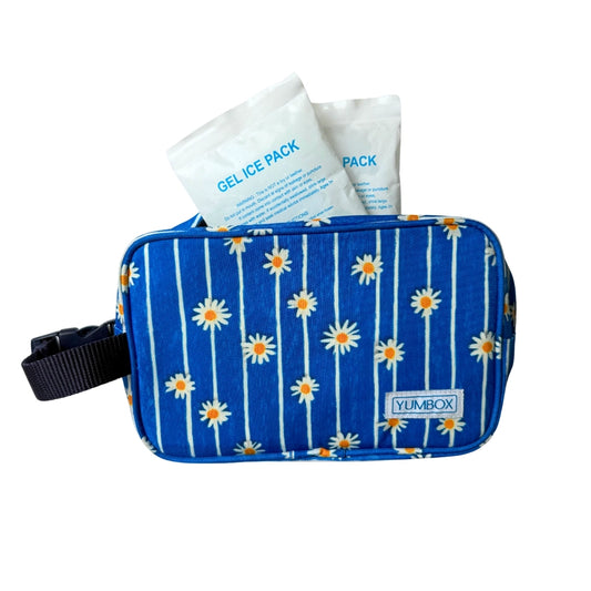 Yumbox Chill Bag + Ice Packs Daisy Stripes Blue
