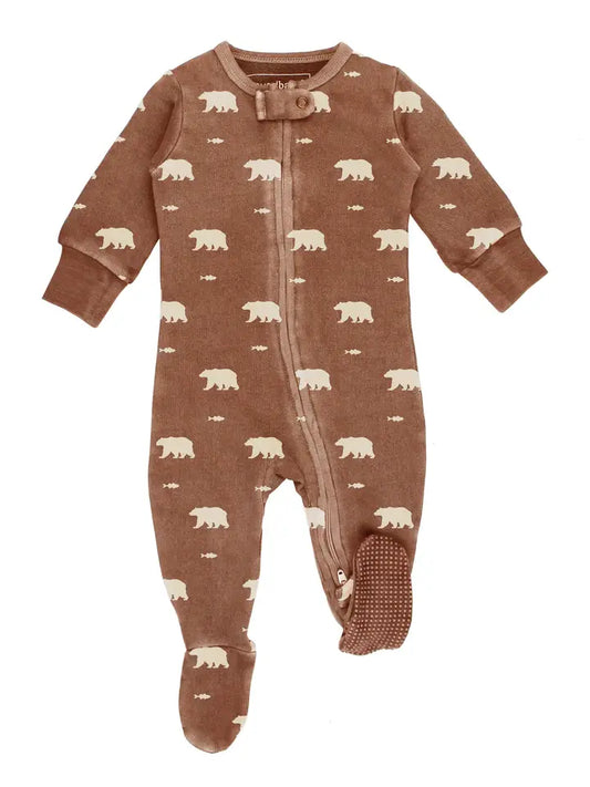 Latte Bear Cozy Printed 2-Way Zipper Footie