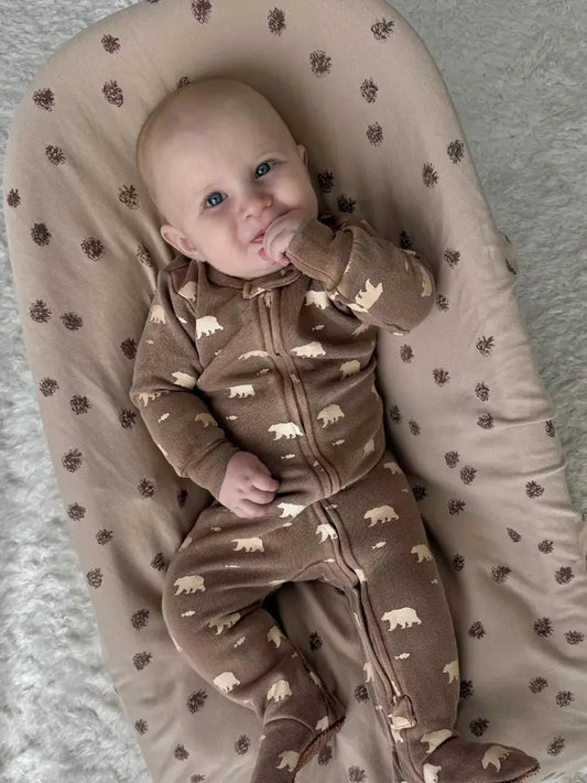 Latte Bear Cozy Printed 2-Way Zipper Footie