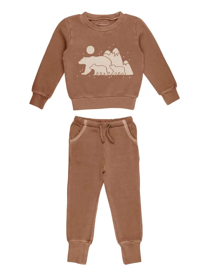 Cozy Sweatshirt & Jogger Set in Latte Bear