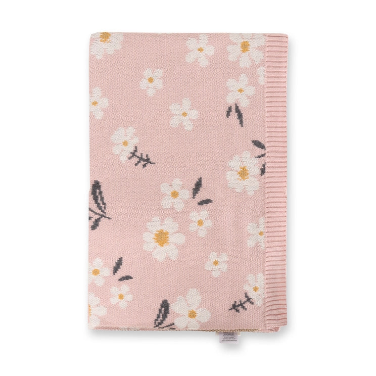 Daisy Floral Organic Cotton Jacquard Knit Baby Blanket