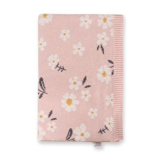 Daisy Floral Organic Cotton Jacquard Knit Baby Blanket