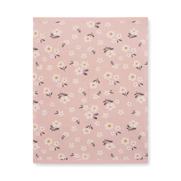 Daisy Floral Organic Cotton Jacquard Knit Baby Blanket