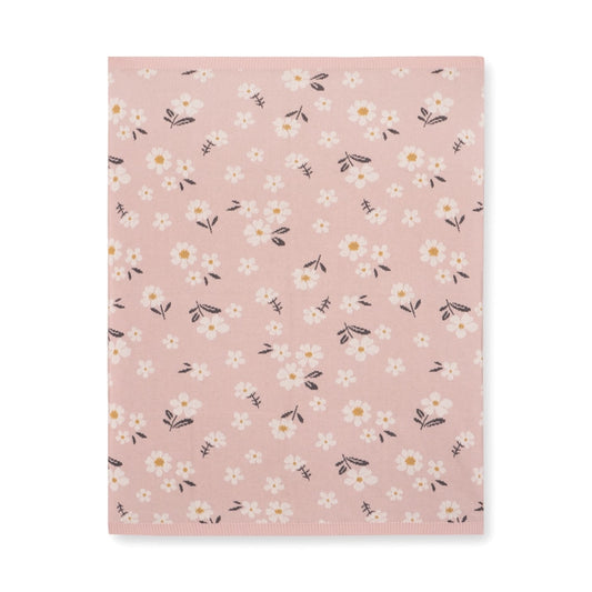 Daisy Floral Organic Cotton Jacquard Knit Baby Blanket