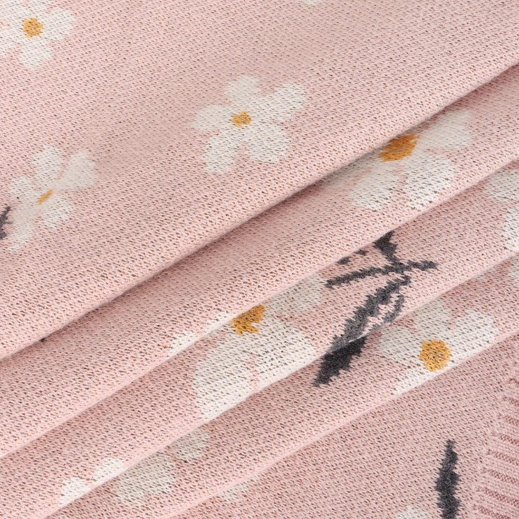 Daisy Floral Organic Cotton Jacquard Knit Baby Blanket