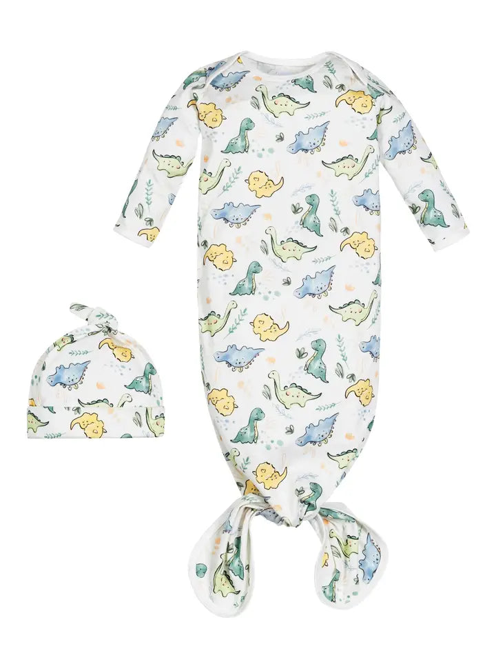 Dino Knotted Gown & Hat Set
