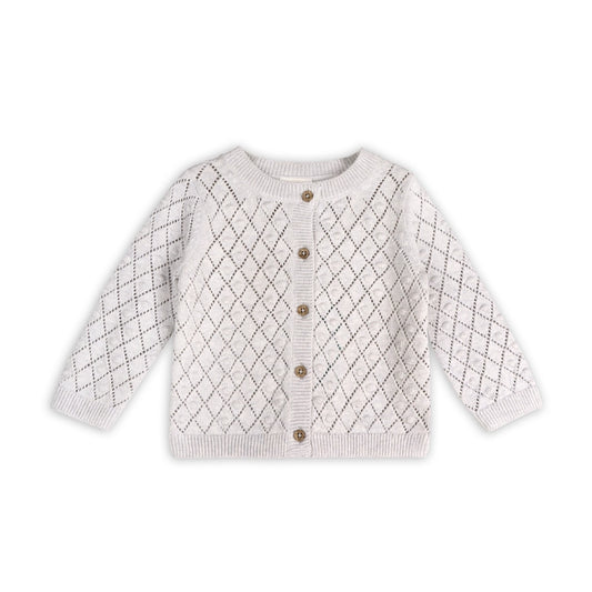 Dobby Pointelle Sweater Knit Baby Cardigan