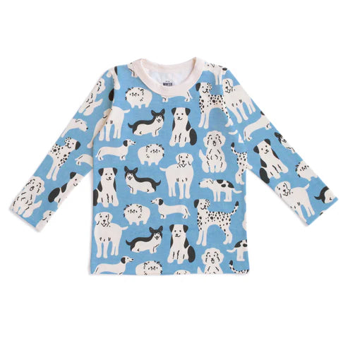 Long Sleeve Dog Parade Blue Tee