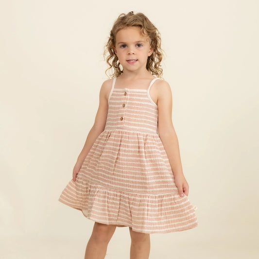 Organic Button Tiered Dress