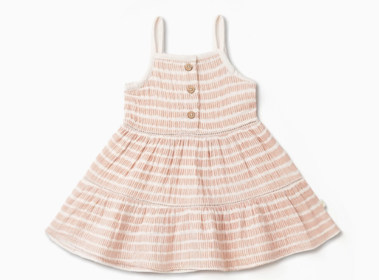 Organic Button Tiered Dress