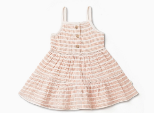 Organic Button Tiered Dress