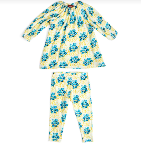 Sky Floral Bamboo Dress & Legging Set