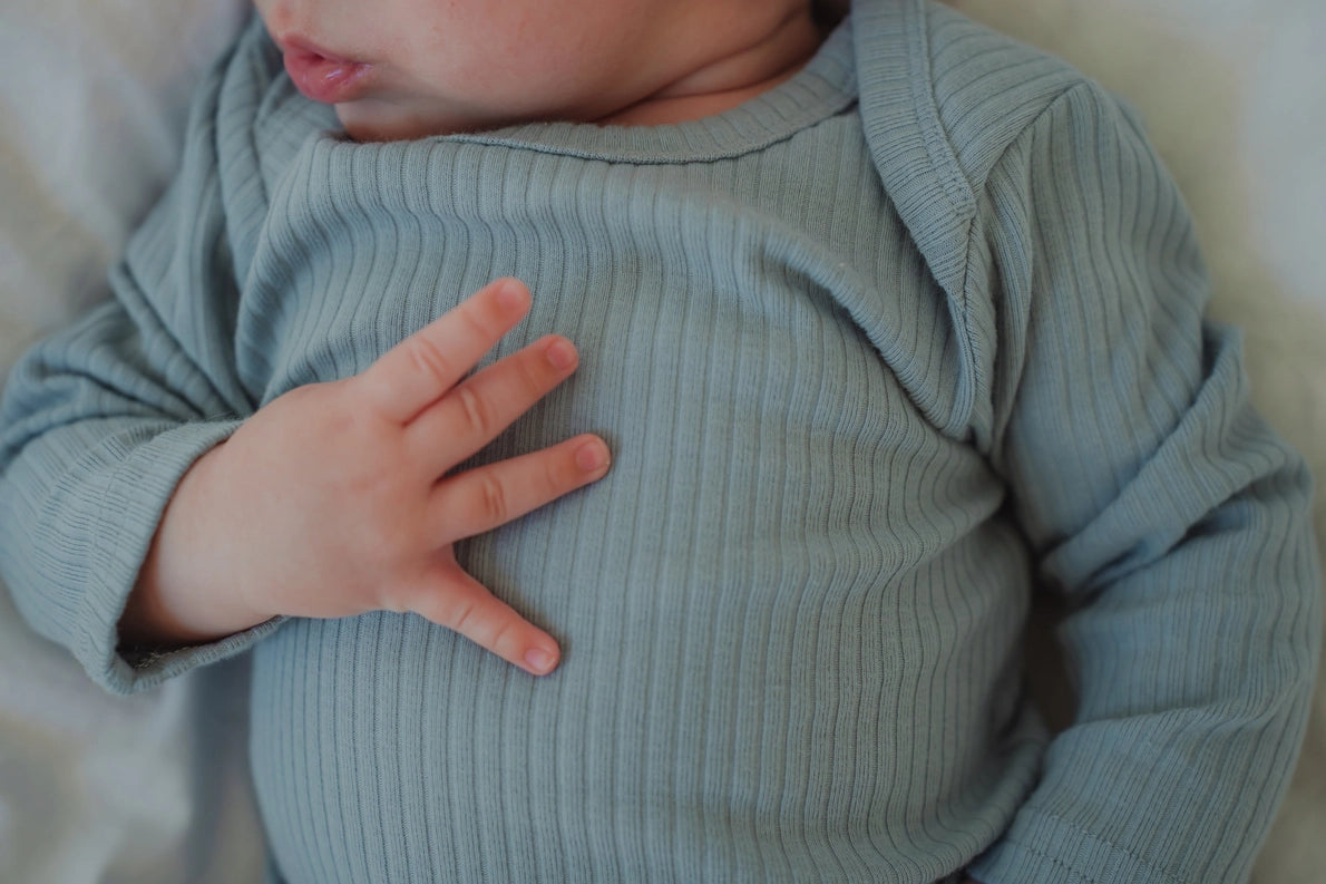 Dusty Blue Long Sleeve Organic Bodysuit