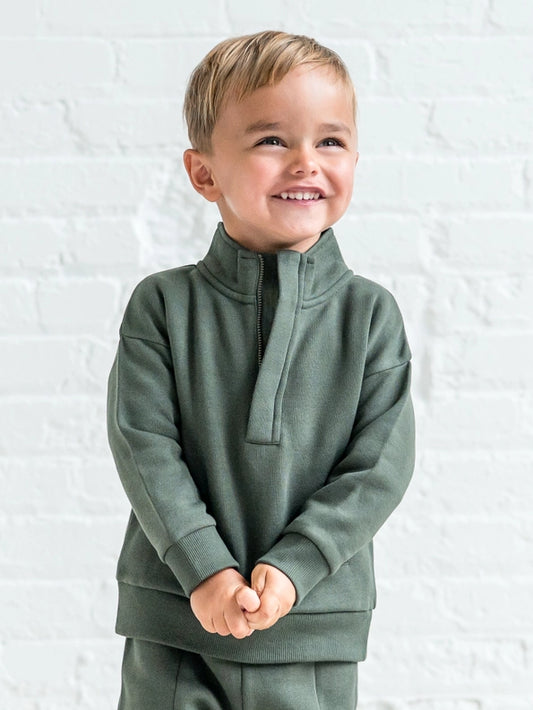 Eunan Fleece Half Zip Pullover Sweatshirt